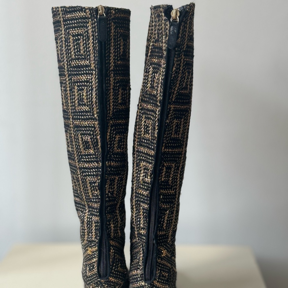 CHANEL Runway Byzantine Tweed Gold Cage High Boots 37 Pre fall 2012 - Picture 6 of 14